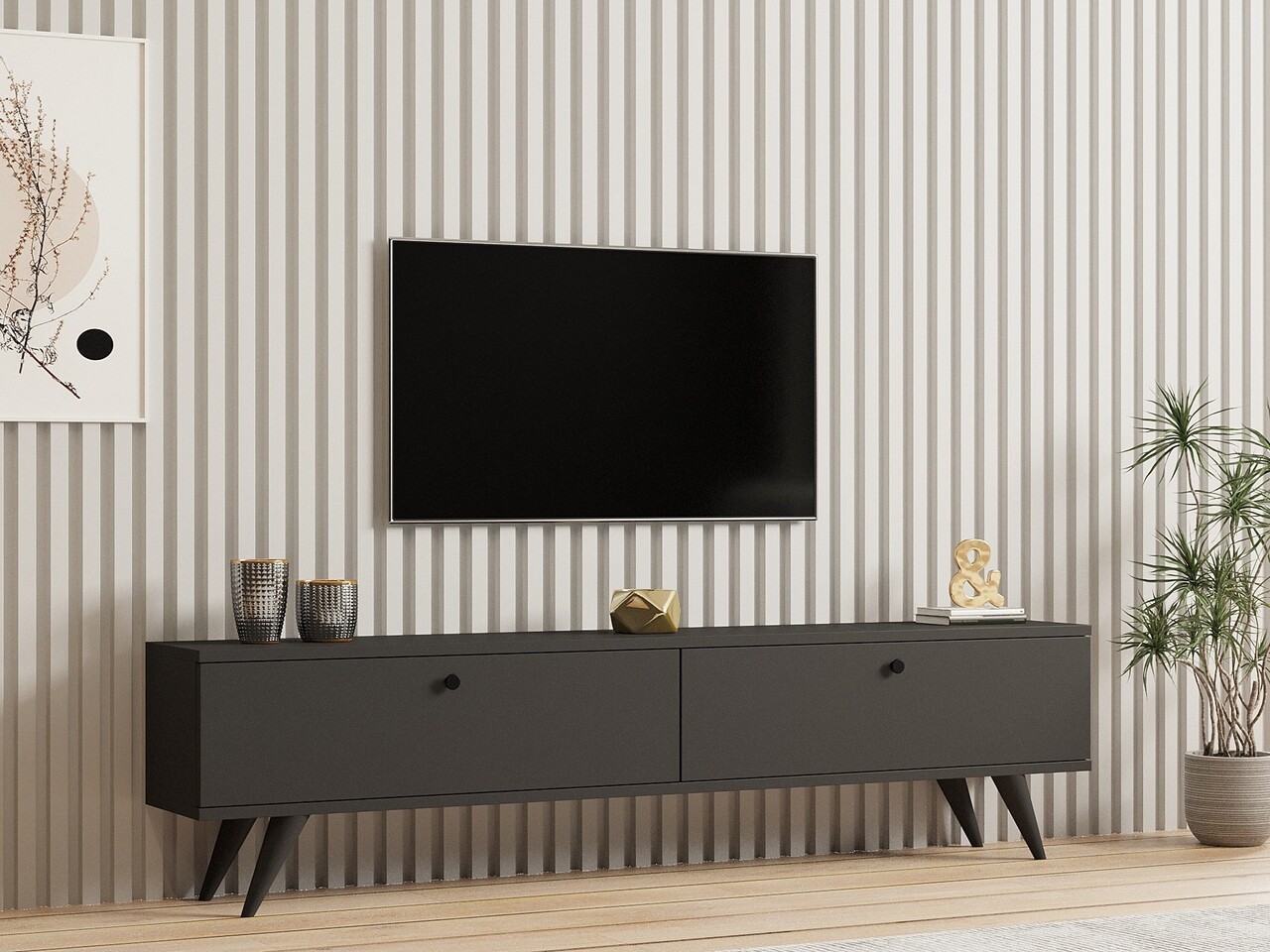 Comoda TV, Hanah Home, Paris, 160x40x25 cm, Antracit - imagine 7